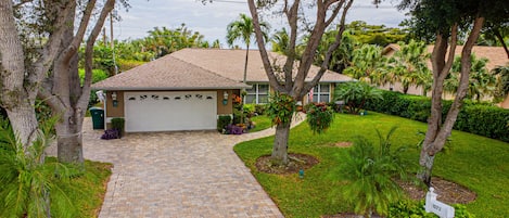 Front of home and 2-car garage