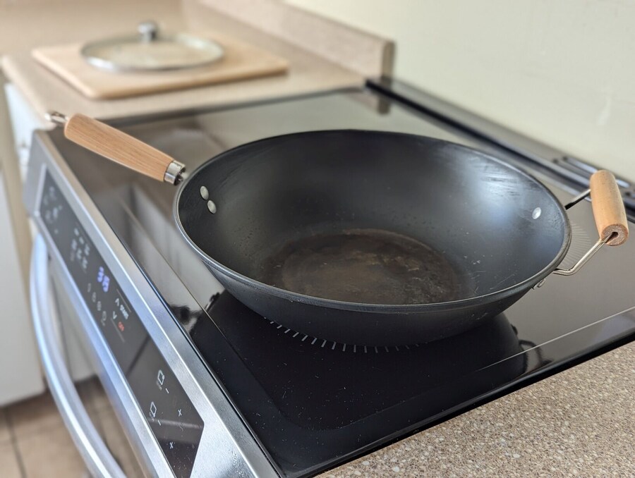 Modern induction stove kitchen with convection oven