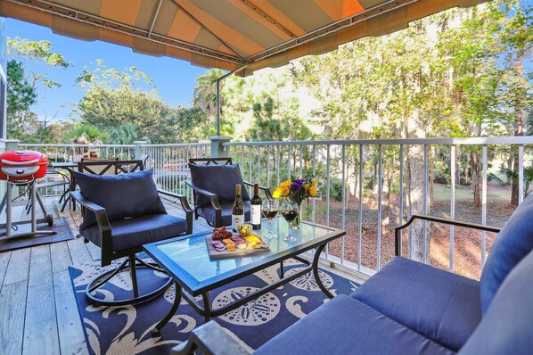 Step out onto the large back deck to enjoy al fresco dining or relax and unwind with a beverage of your choice.