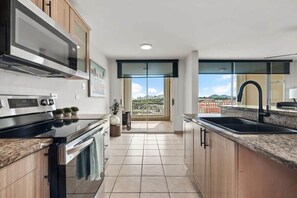 The fully equipped kitchen is perfect for an extended stay