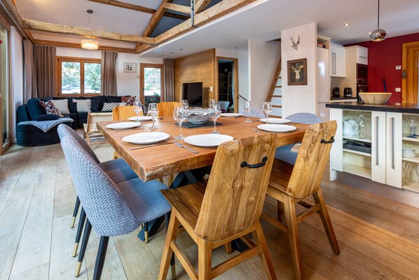 Dining area opens straight onto the balcony in the summer