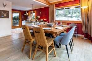 Spacious dining area and modern fitted kitchen