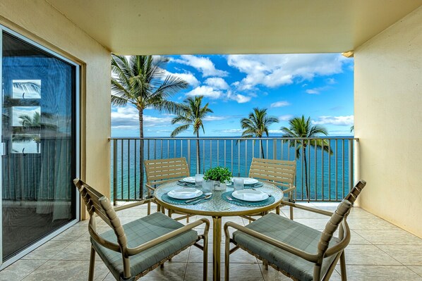 Stunning ocean views from the covered patio