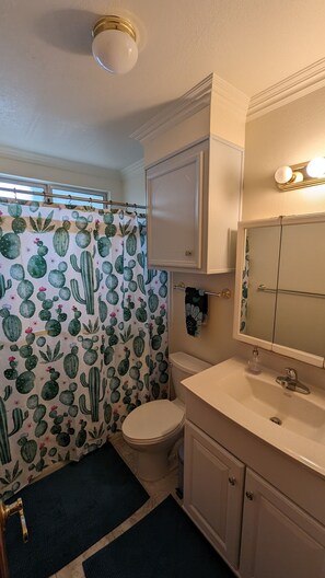 The 2nd bathroom offers a shower and tub.