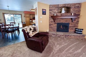 Upstairs living room fireplace.