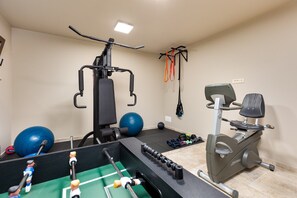 Private exercise equipment in the Luxury vacation villa on the Island of Krk. 