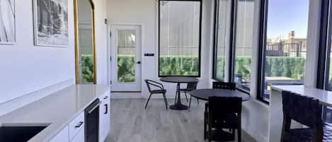Gorgeous view from the rooftop of the building complete with lounge seating area. This space is shared with the rest of the building, guests are welcome to use it!