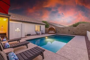 Pool at sunset, we have the most amazing sunsets!