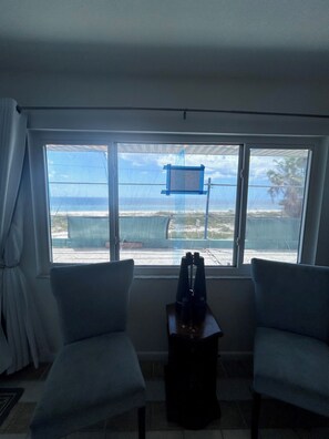 View through some of the construction to the Gulf of Mexico and beach