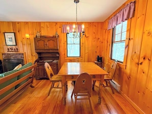 The dining area is adjacent to living area and kitchen