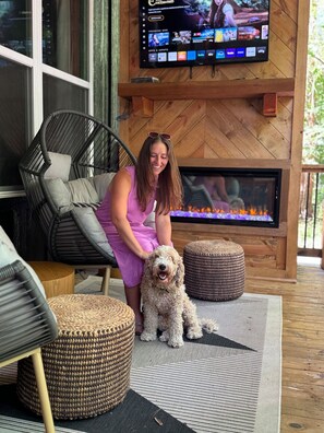 Enjoy an amazing view from the porch with fireplace and TV!