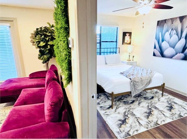 Living room and bedroom view