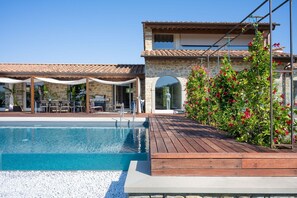 Garden and swimming pool view