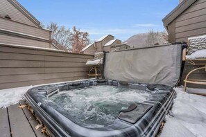 Ease sore muscles in the private hot tub located on one of the 3 outdoor spaces the home features.