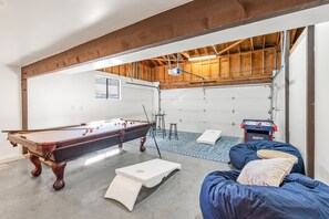 Converted garage game room.
