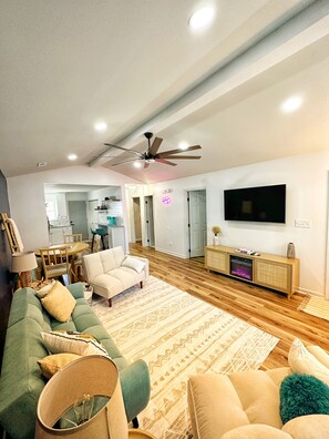 Living room with functional electric fireplace 