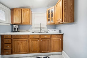 Prepare your meals at home in the recently renovated kitchen.