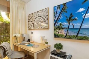 Work or relax in our cozy nook with garden views and modern amenities, perfect for your stay. (1)