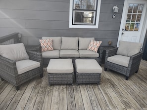 COMFY DECK FURNITURE (with side table storage for the rain covers)