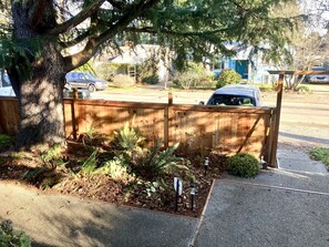 looking out from front door.
