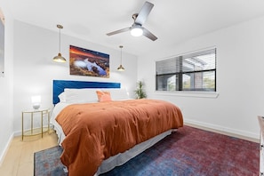 The Sunset Room faces the West for sunset views with a king bed and luxury mattress for a great night's sleep