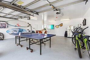 GAME ROOM: Foosball, Ping-Pong, Dart Board, and TV w/ Game Console. Tons of beach gear for guest use - chairs, paddleboards, wagon, umbrellas, and bikes!