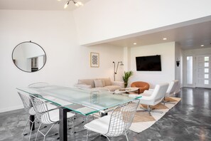 Interior dining table sits six.