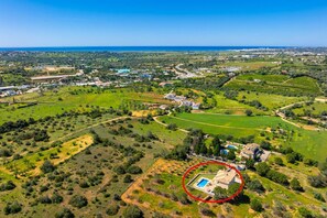 Aerial view showing location of villa