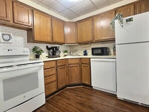 Experience the rustic charm and modern convenience in our kitchen.