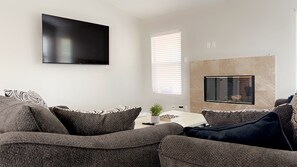 Living Room, Fireplace and Large TV