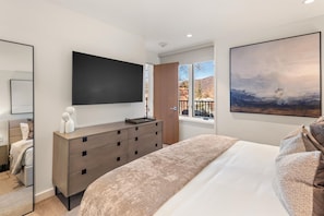 Primary bedroom with king size bed and gorgeous mountain views