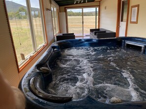 Spa room with mountain view