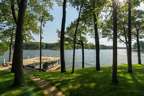 View down at boat dock.