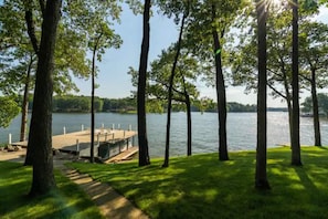 View down at boat dock.