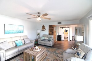 Light and airy describes this living room