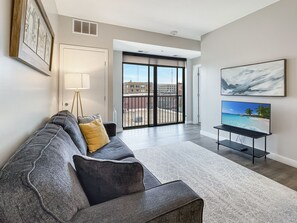 Open concept living with dining room