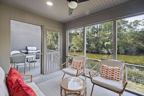 Screen porch and patio for relaxing and grilling!
