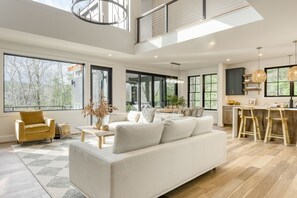 Modern, lofted interior with vaulted ceilings and tons of natural light.