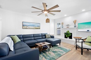 Cozy family room with smart TV (1 of 2 living spaces)