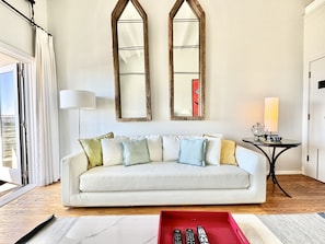 LARGE, COMFORTABLE SOFA IN LIVING/QUEEN SLEEPER