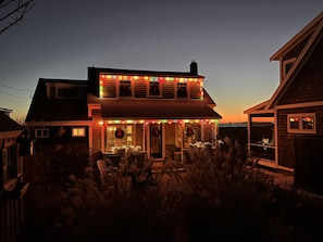 Entrance to the home at the holidays.