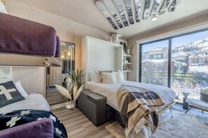 Couch turns into a full size bed. 