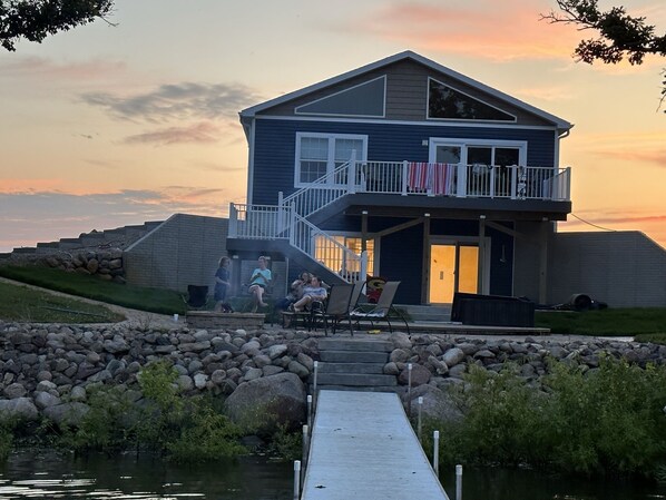 From the dock bench at sunset.  Plenty of opportunity for fires and fun!