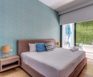 Relax and unwind in your luxurious king-size bed.