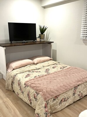 Cabinet converts into a comfortable queen-sized bed

