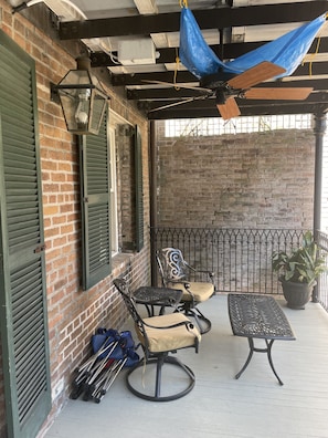 Rear balcony overlooking court