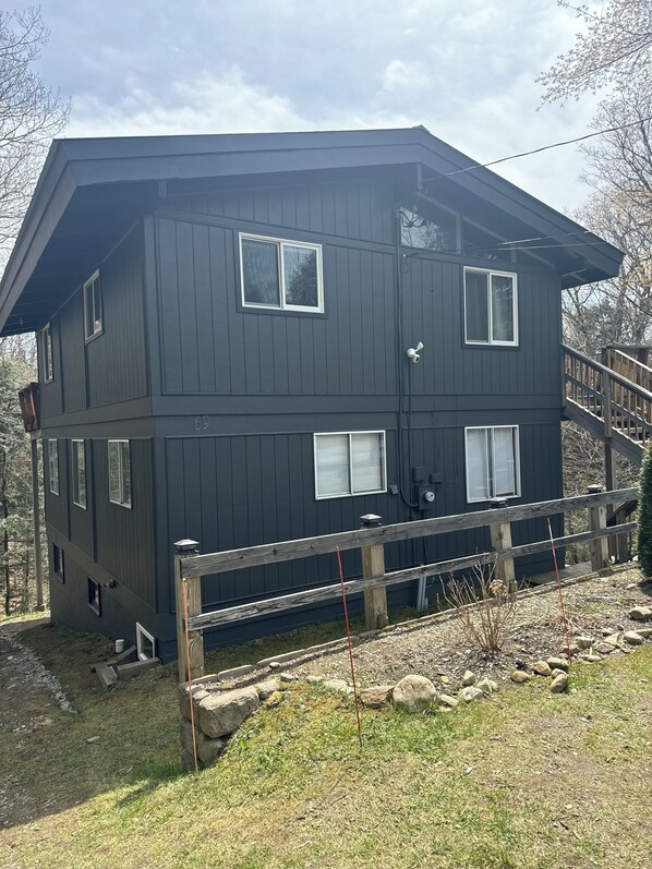 The front of the house from the driveway.  