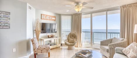 Living Room View of Ocean Front Balcony 