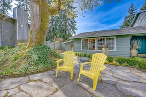 Front yard area shaded by a magnificent Maple Tree