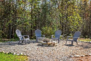 Enjoy time by the fire just steps from your front door..